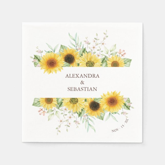 Serviette En Papier Serviettes Mariage de tournesol printemps (Devant)