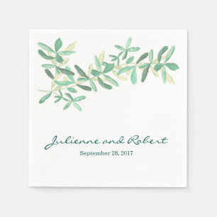 Serviette En Papier Serviettes Mariage de verdure botanique moderne