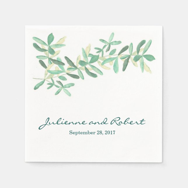 Serviette En Papier Serviettes Mariage de verdure botanique moderne (Devant)