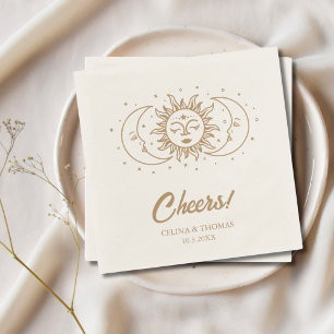Serviette En Papier Serviettes Mariage en or céleste de lune personnal