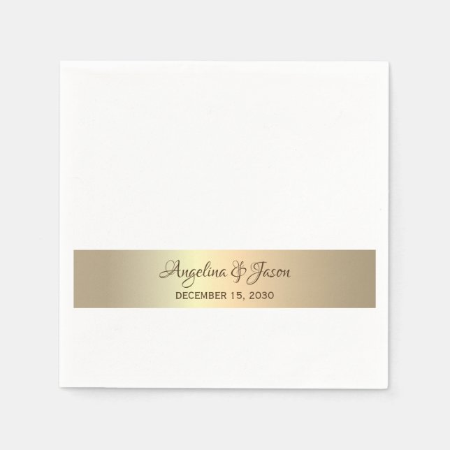 Serviette En Papier Serviettes Mariage Or Personnalisées (Devant)