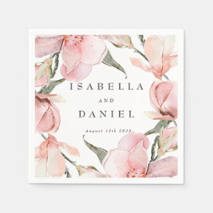 Serviette En Papier Serviettes Mariage personnalisées de style Magnoli