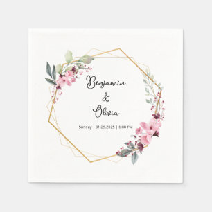Serviette En Papier Serviettes Mariage rose et or