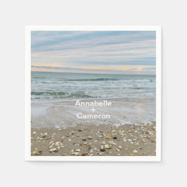 Serviette En Papier Serviettes Mariage Shell Blue Beach Sunrise