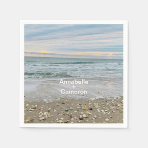 Serviette En Papier Serviettes Mariage Shell Blue Beach Sunrise