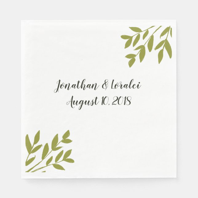 Serviette En Papier Serviettes Mariage vert simple (Devant)
