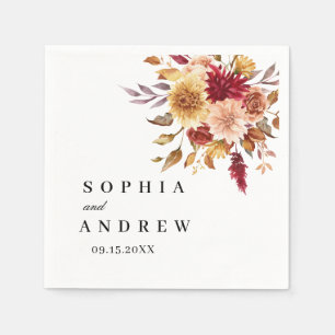 Serviette En Papier Serviettes Mariages à fleurs automnales