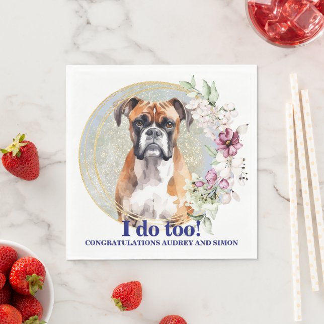 Serviette En Papier Serviettes Mariages Chien Boxer Avec Chiens Photo (En situation)