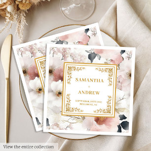 Serviette En Papier Serviettes mariages en ivoire d'or brillant