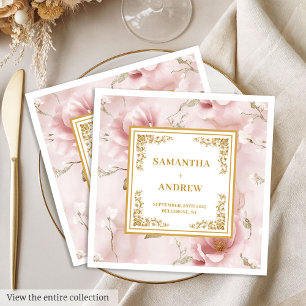 Serviette En Papier Serviettes mariages en ivoire rouge tendance or aq