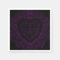Serviettes Mariages gothiques au coeur pourpre et 