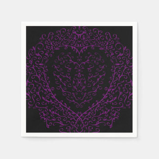 Serviette En Papier Serviettes Mariages gothiques au coeur pourpre et