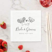 Serviettes mariages Whimsical avec dessin papillon