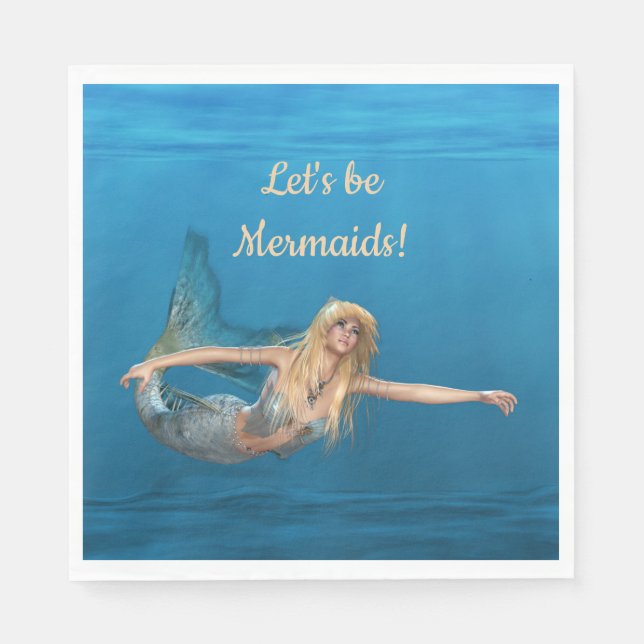 Serviette En Papier Serviettes Mermaid Underwater Turquoise Party (Devant)