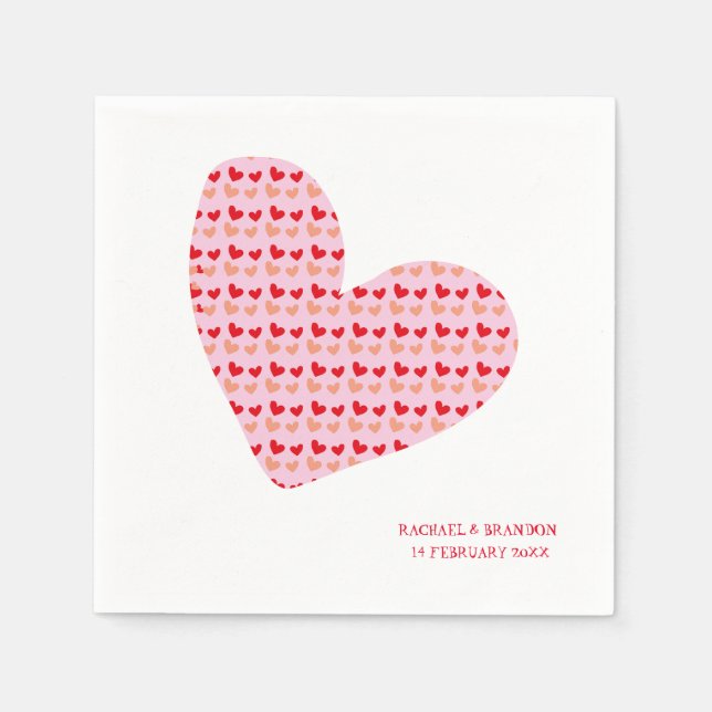 Serviette En Papier serviettes mini-coeur rose rouge (Devant)