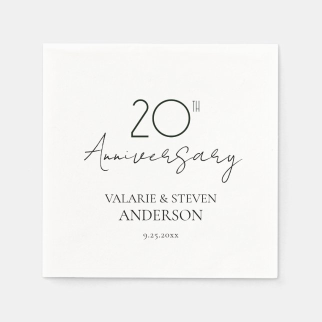 Serviette En Papier Serviettes miniatures du 20e anniversaire (Devant)