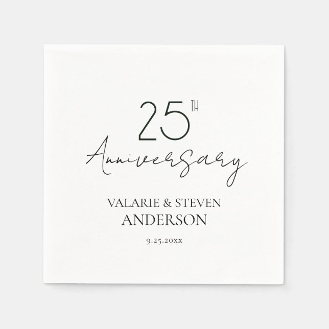 Serviette En Papier Serviettes minimales du 25e anniversaire (Devant)