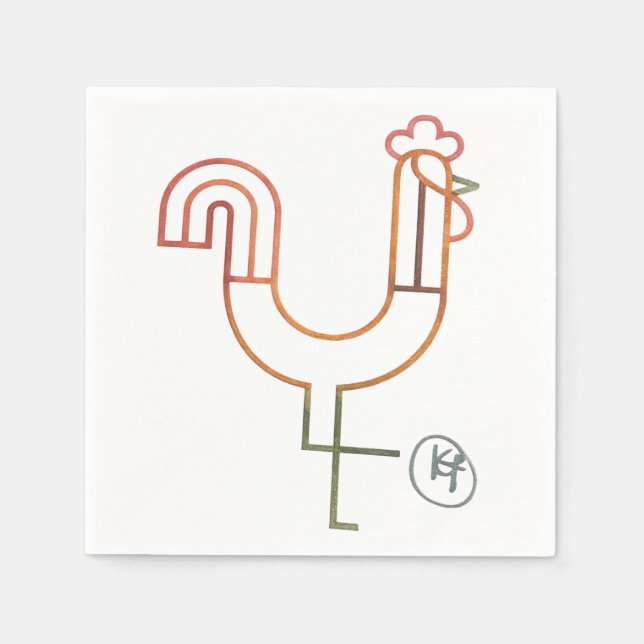 Serviette En Papier Serviettes minimalistes de coq (Devant)
