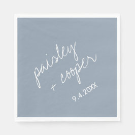 Serviette En Papier Serviettes minimalistes de Mariage bleu foncé mode