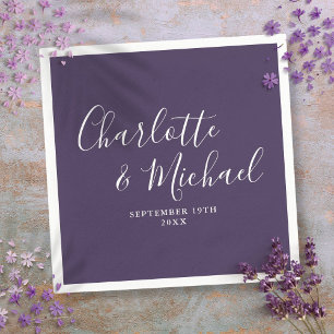 Serviette En Papier Serviettes minimalistes élégantes écriture violett