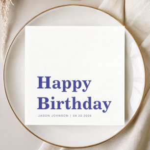 Serviette En Papier Serviettes Modernes Bleu Nuit Joyeux Anniversaire