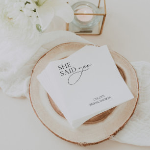 Serviette En Papier Serviettes modernes "She Said Yes" pour Fête des m