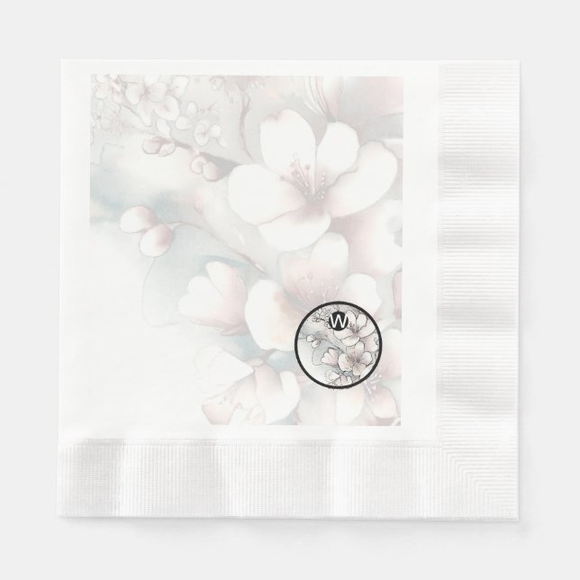 Serviette En Papier Serviettes Monogram en Fleur de cerisier (Devant)