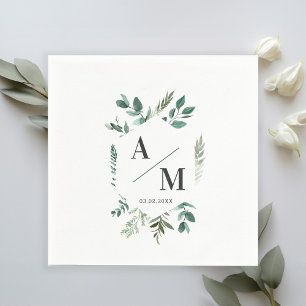 Serviette En Papier Serviettes Monogram Leafy spécifiques au client
