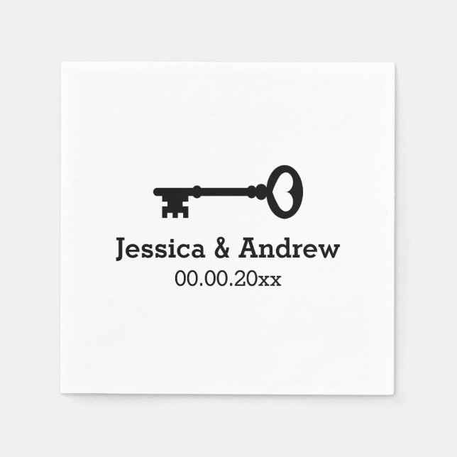 Serviette En Papier Serviettes monogrammes personnalisées avec clé vin (Devant)