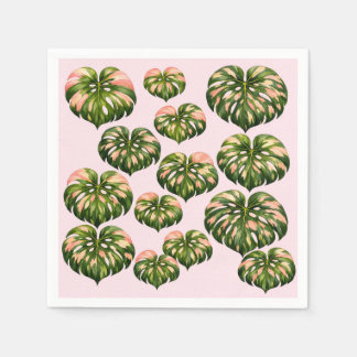 Serviette En Papier Serviettes Monstera Fête Rose