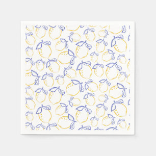 Serviette En Papier Serviettes Motif citron dessinées à la main