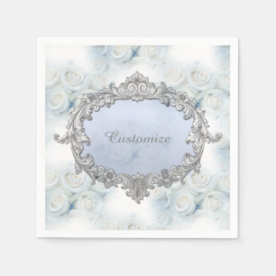 Serviette En Papier Serviettes Motif de roses blanches d'hiver personn