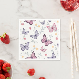 Serviette En Papier Serviettes (motif papillon aux papillons)