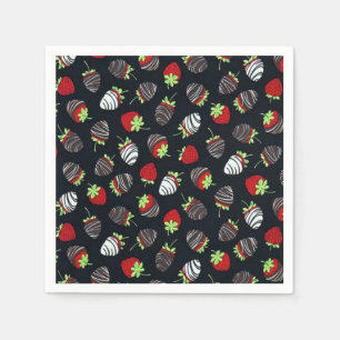 Serviette En Papier Serviettes Motifs de fraises trempées au chocolat