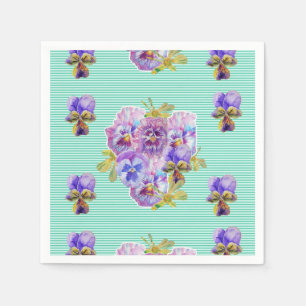 Serviette En Papier Serviettes Napkins Fleuris Turquoise Shabby Chic