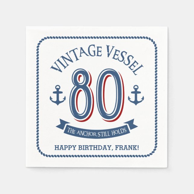 Serviette En Papier Serviettes nautiques 80e anniversaire (Devant)