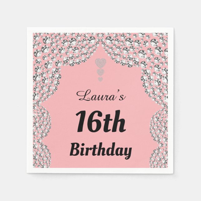 Serviette En Papier Serviettes personnalisées 16ème ou modifier l'âge (Devant)