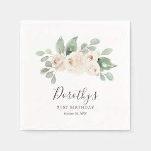 Serviette En Papier Serviettes personnalisées 21e anniversaire Rose bl