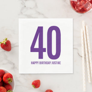 Serviette En Papier Serviettes personnalisées 40e anniversaire