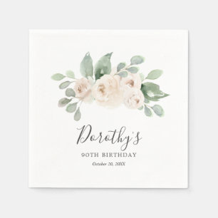 Serviette En Papier Serviettes Personnalisées 90ème Anniversaire Rose 