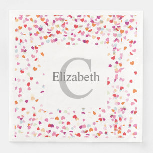 Serviette En Papier Serviettes personnalisées - Coeurs Monogrammes