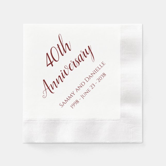 Serviette En Papier Serviettes personnalisées du 40e anniversaire (Devant)