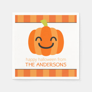 Serviette En Papier Serviettes personnalisées Jack-o'-lantern rayées