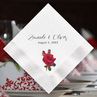Serviette En Papier Serviettes personnalisées Mariage de Roses rouges