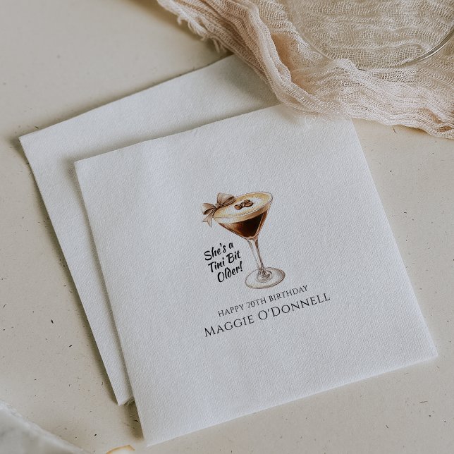 Serviette En Papier Serviettes personnalisées Martini 70e anniversaire (Créateur téléchargé)