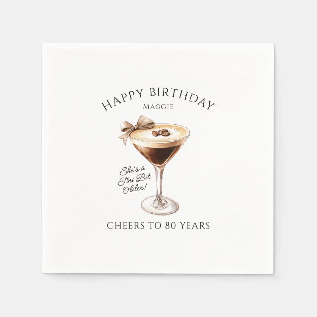 Serviette En Papier Serviettes personnalisées Martini 80e anniversaire (Devant)