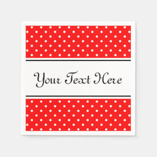 Serviette En Papier Serviettes personnalisées   pois rouges et blancs