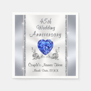 Serviette En Papier Serviettes personnalisées pour le 45e anniversaire