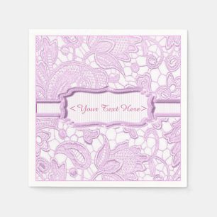 Serviette En Papier Serviettes Personnalisées Rose Élégant Dentelle