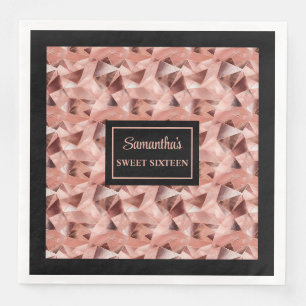 Serviette En Papier Serviettes Personnalisées Rose Gold et Accent Noir